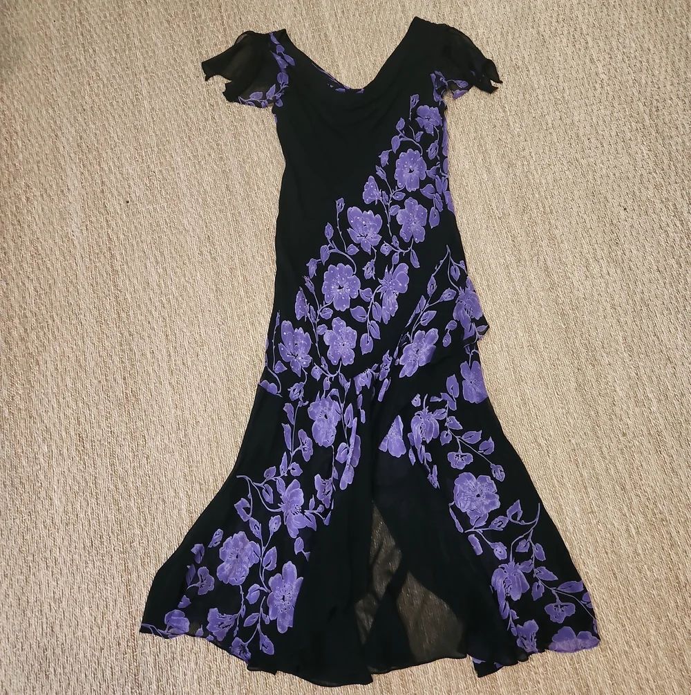 Fairy Eva Blue Black with Purple Floral Print - Medium